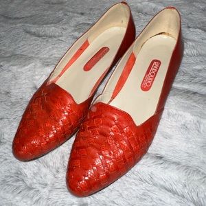 Bandolino Authentic Italian Leather Red Woven Pointed Toe Flats